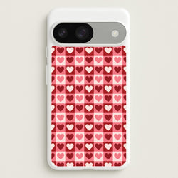 Pink Tartan Love Hearts Pattern Google Pixel 9 / 9 Pro Case