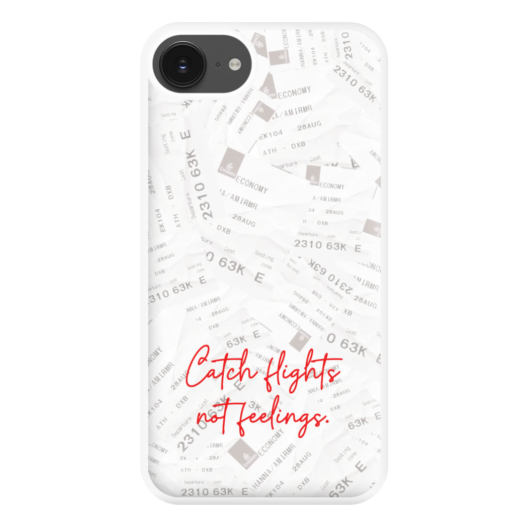 Catch Flights Not Feelings Collage iPhone 16e Case