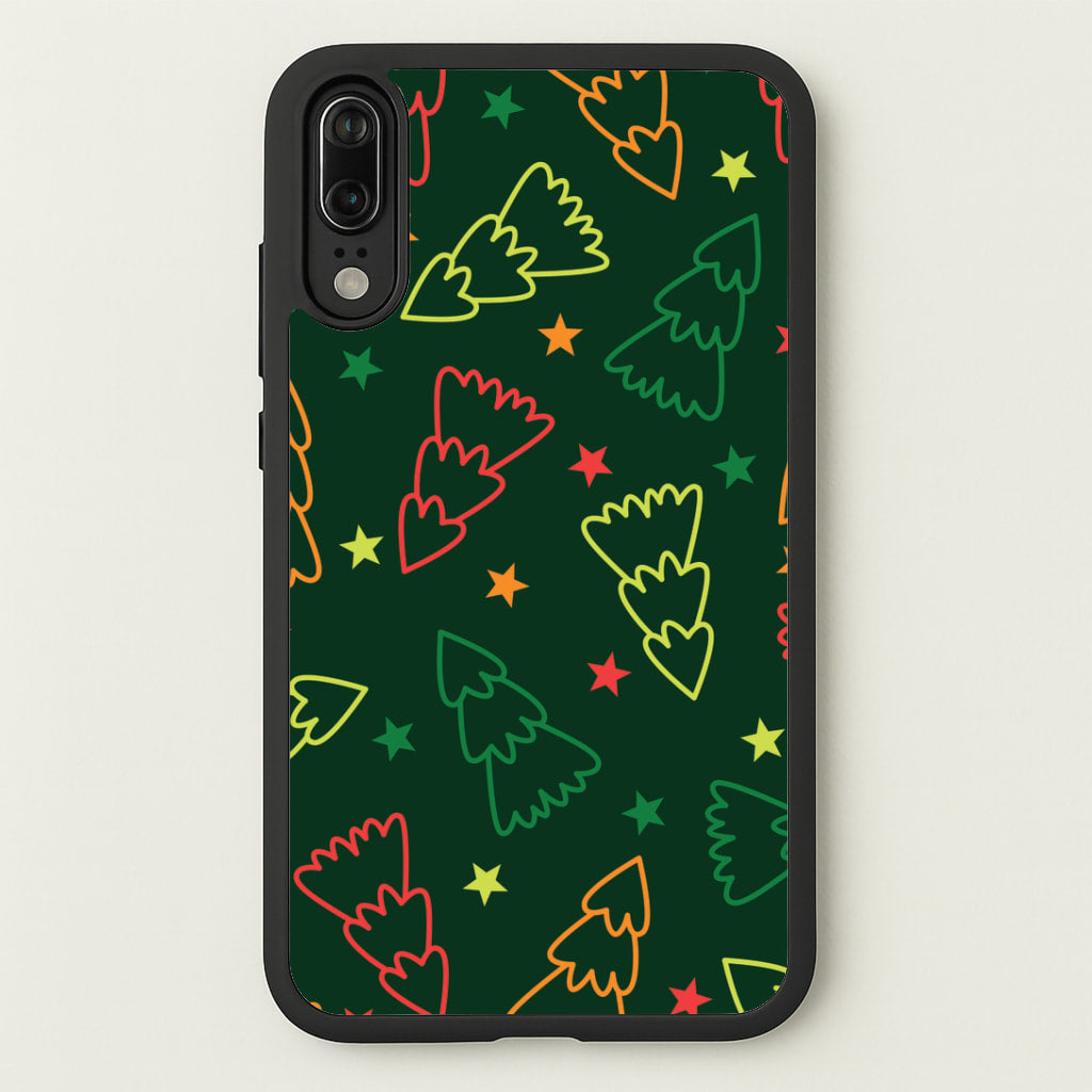 Colourful Christmas Tree Outlines Pattern Huawei P20 Case