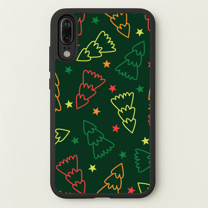Colourful Christmas Tree Outlines Pattern Huawei P20 Case