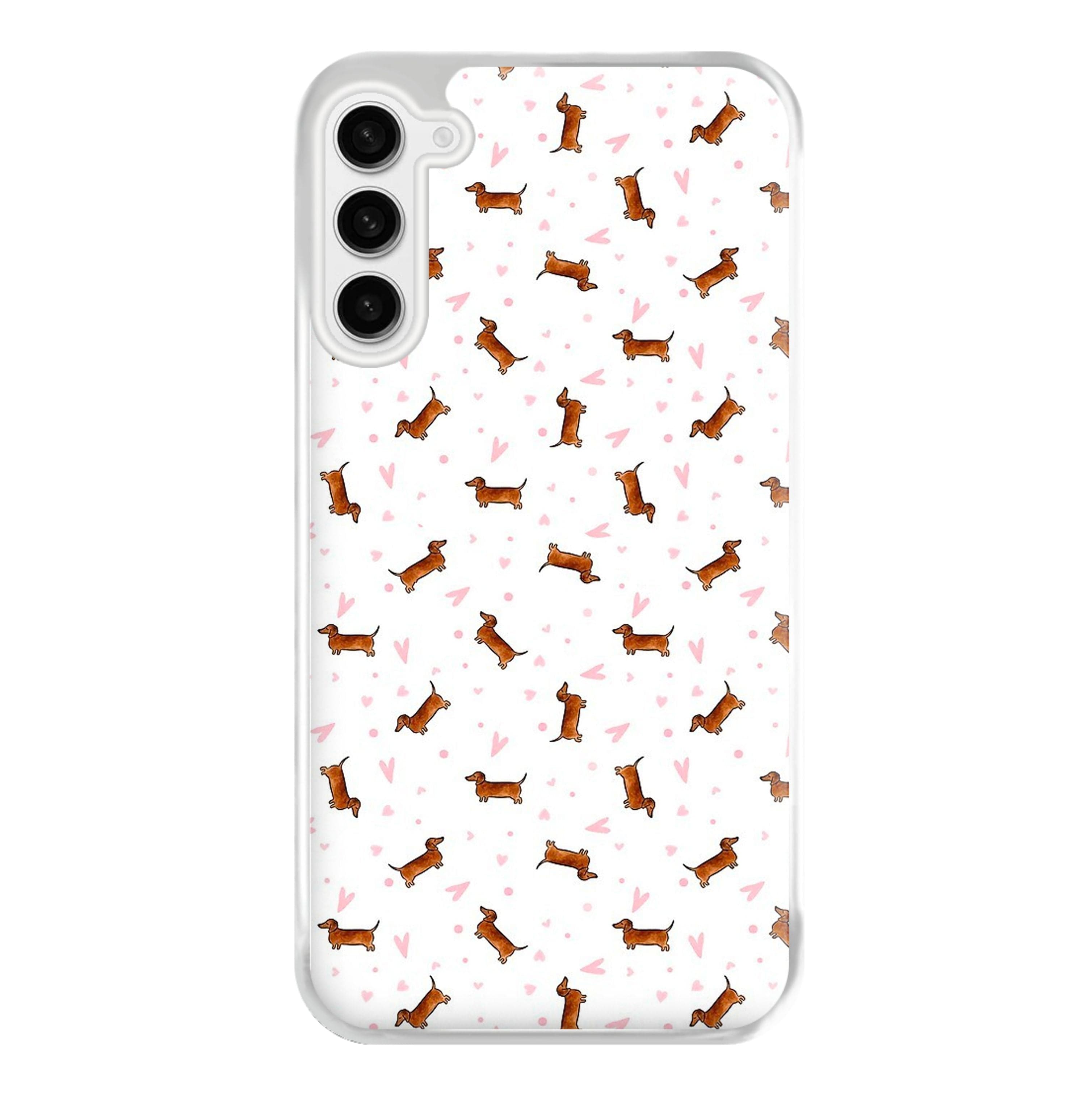 Dachshund Pattern - White Phone Case