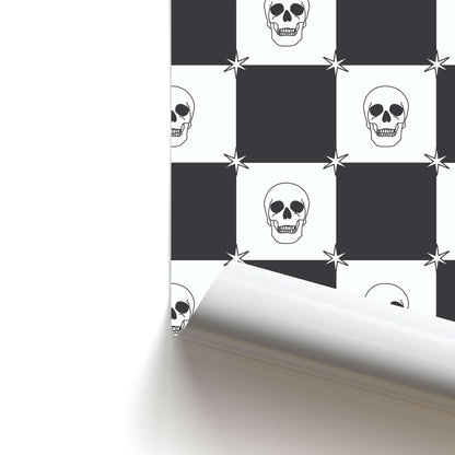 Checkered Skulls Pattern Poster