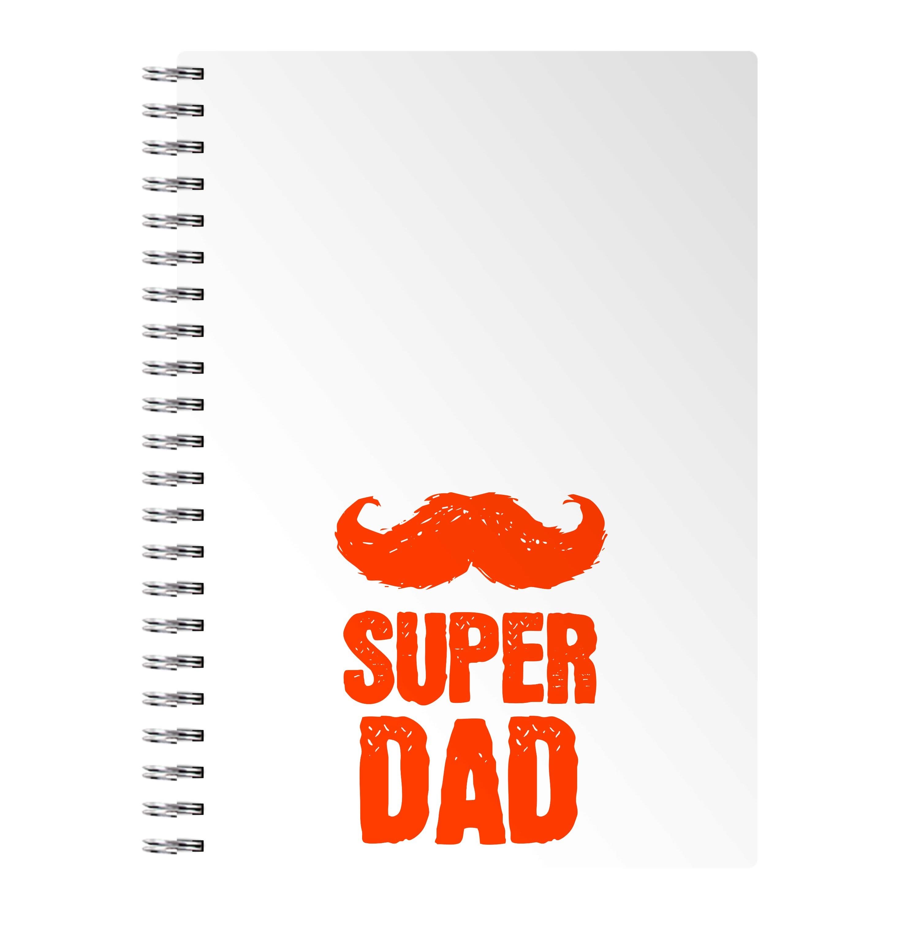 Moustache Super Dad Orange Notebook