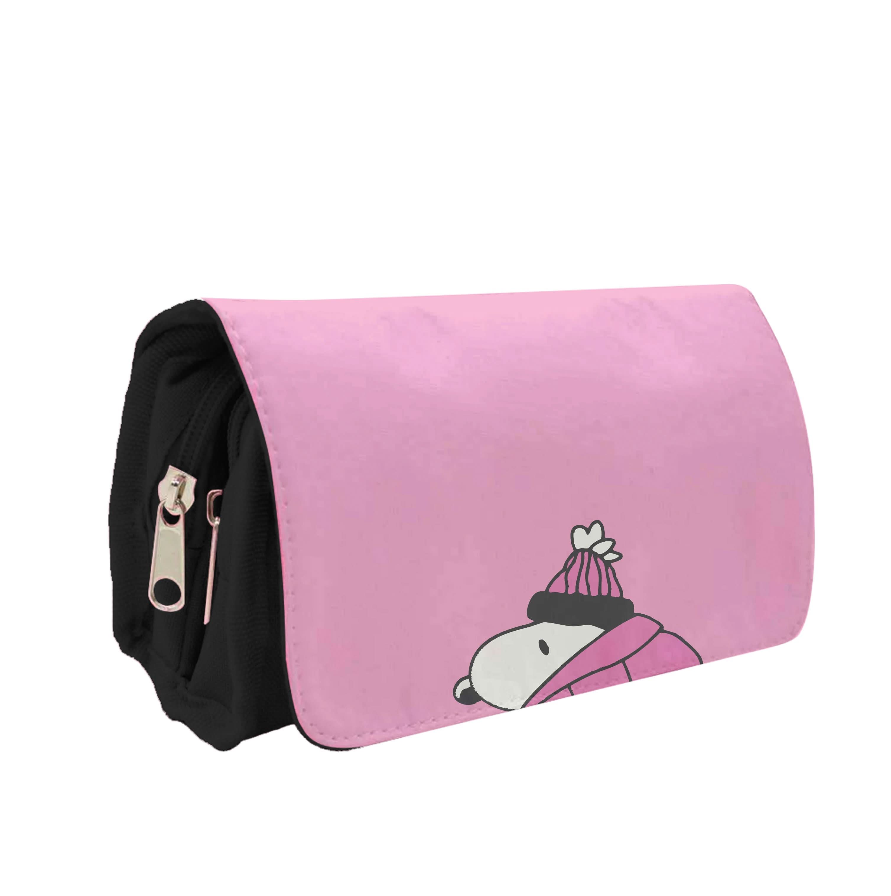Cartoon Beagle Puffer Jacket Pink Pencil Case