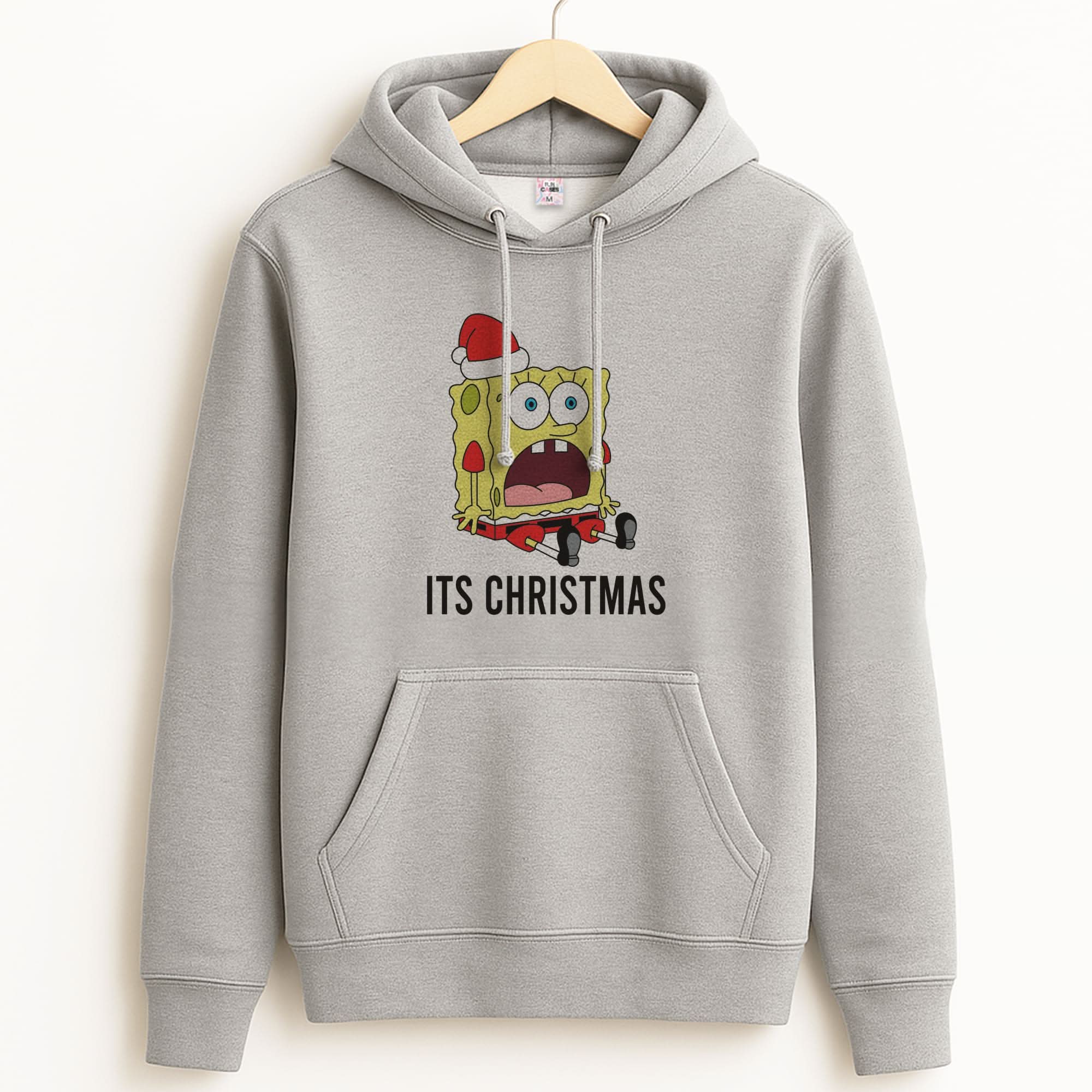 It's Christmas Cartoon Sponge Unisex Grey Hoodie