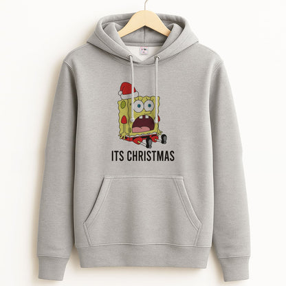 It's Christmas Cartoon Sponge Unisex Grey Hoodie