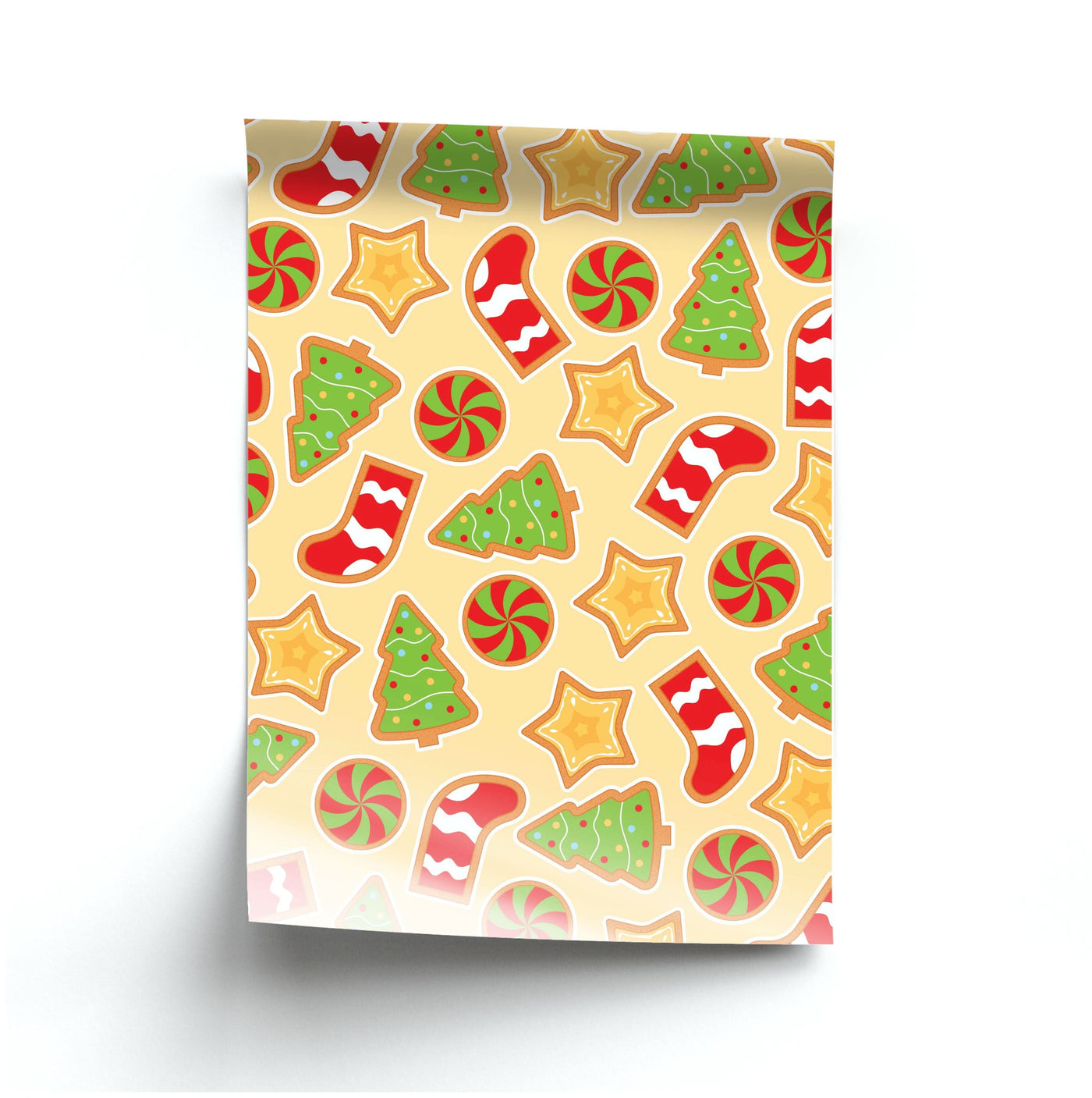 Gingerbread And Stocking Pattern Poster