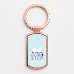 K-Pop Band Tour Pastel Blue Rose Gold Keyring