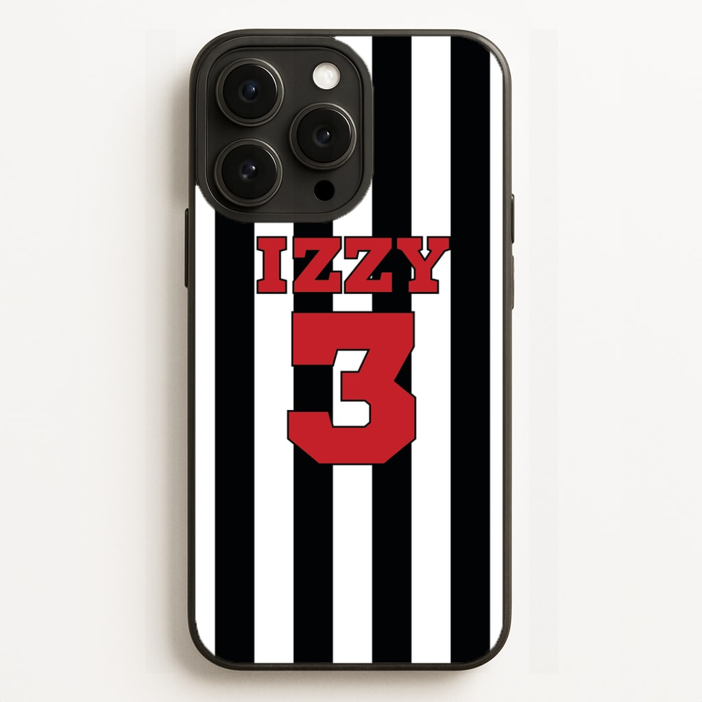 Black And White Stripes - Personalised Football   Phone Case