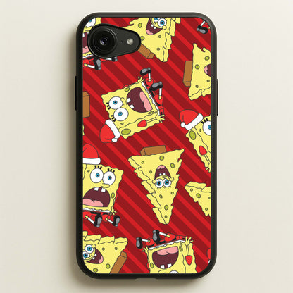 Christmas Cartoon Sponge Stripes Pattern iPhone 16e Case