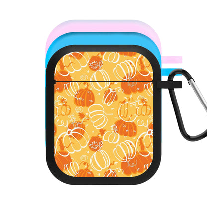 Drawn Pumpkin Pattern AirPods Case