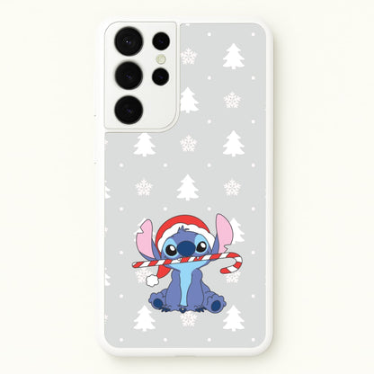 Cute Blue Alien Candycane Galaxy S21 Ultra Case