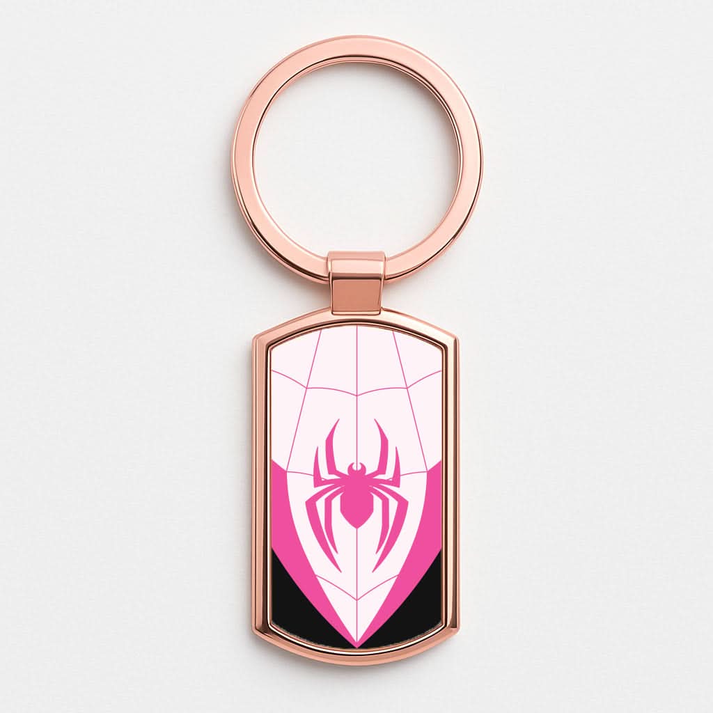 Pink And Black Spider Costume Rose Gold Keyring