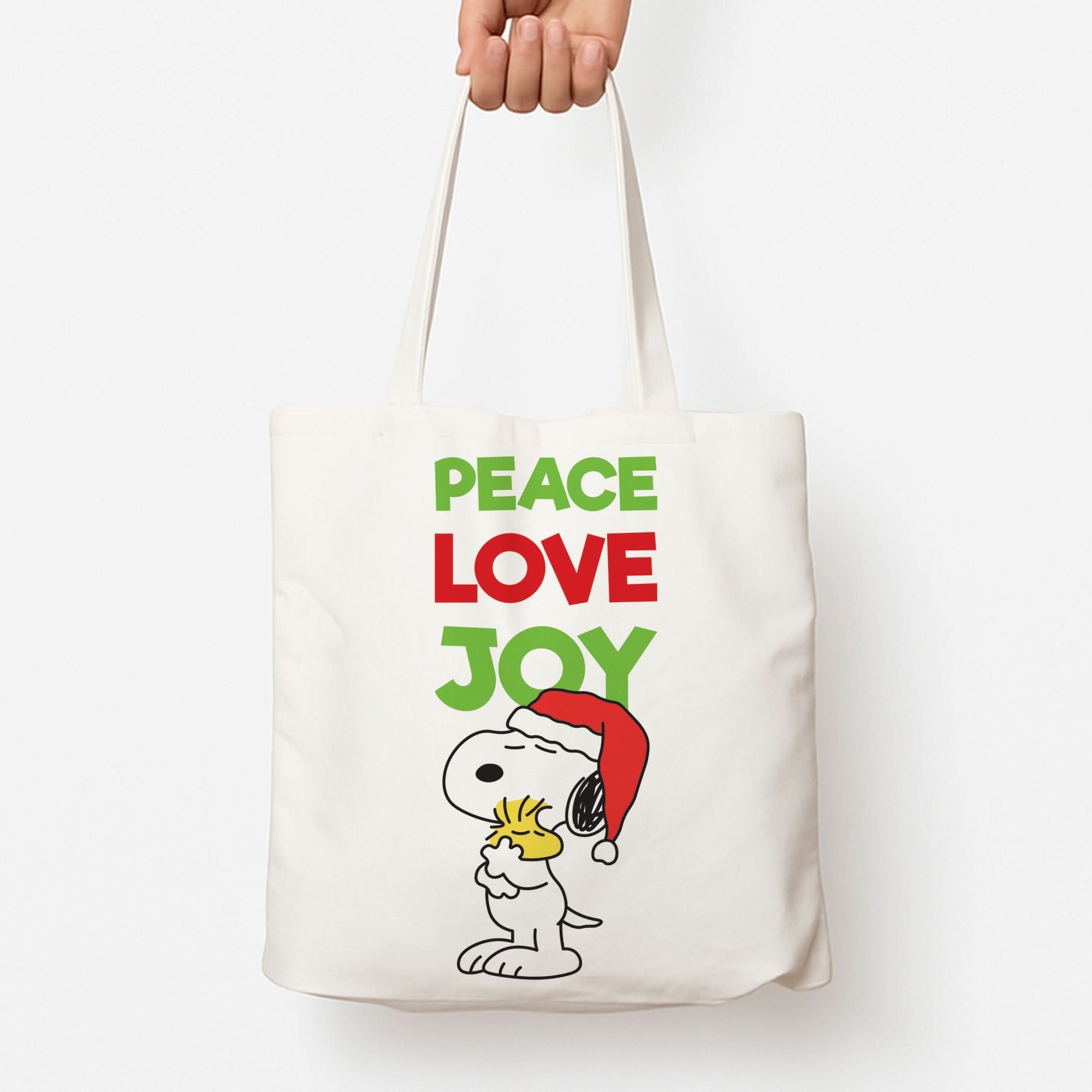 Peace, Love, Joy Christmas Cartoon Beagle Tote Bag