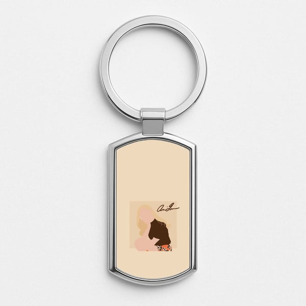 Vintage Pose Silver Metal Keyring