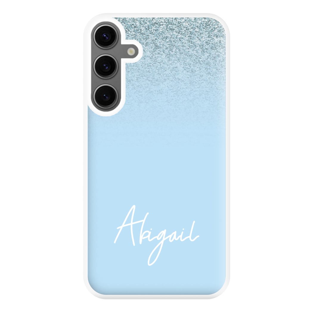 Blue Glitter Personalised Name Galaxy S24 Plus Case