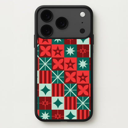 Geometric Square Christmas Pattern iPhone 17 Pro Case