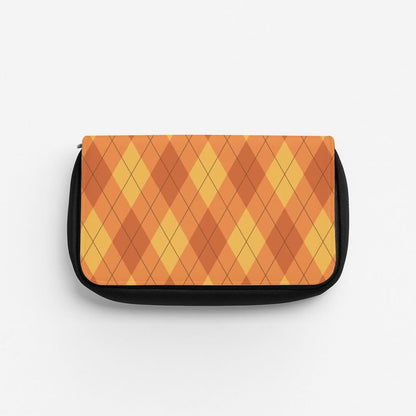 Orange Argyle Pattern Pencil Case