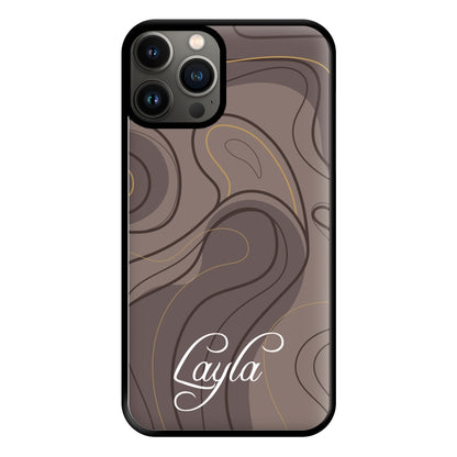 Brown Marble Waves Personalised Name iPhone 11 Pro Max Case
