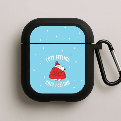 Cozy Feeling Cartoon Beagle Puffer Jacket Black AirPods Case