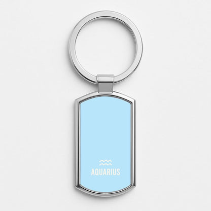 Aquarius Pastel Zodiac Silver Metal Keyring