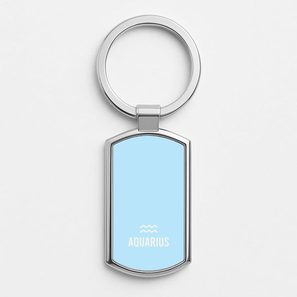 Aquarius Pastel Zodiac Silver Metal Keyring