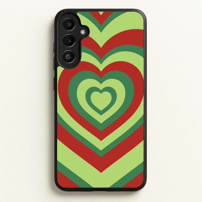 Red And Green Trippy Heart Christmas Pattern Galaxy A34 Case