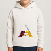 Red And Yellow Heroes Love Heart Kids Hoodie 4