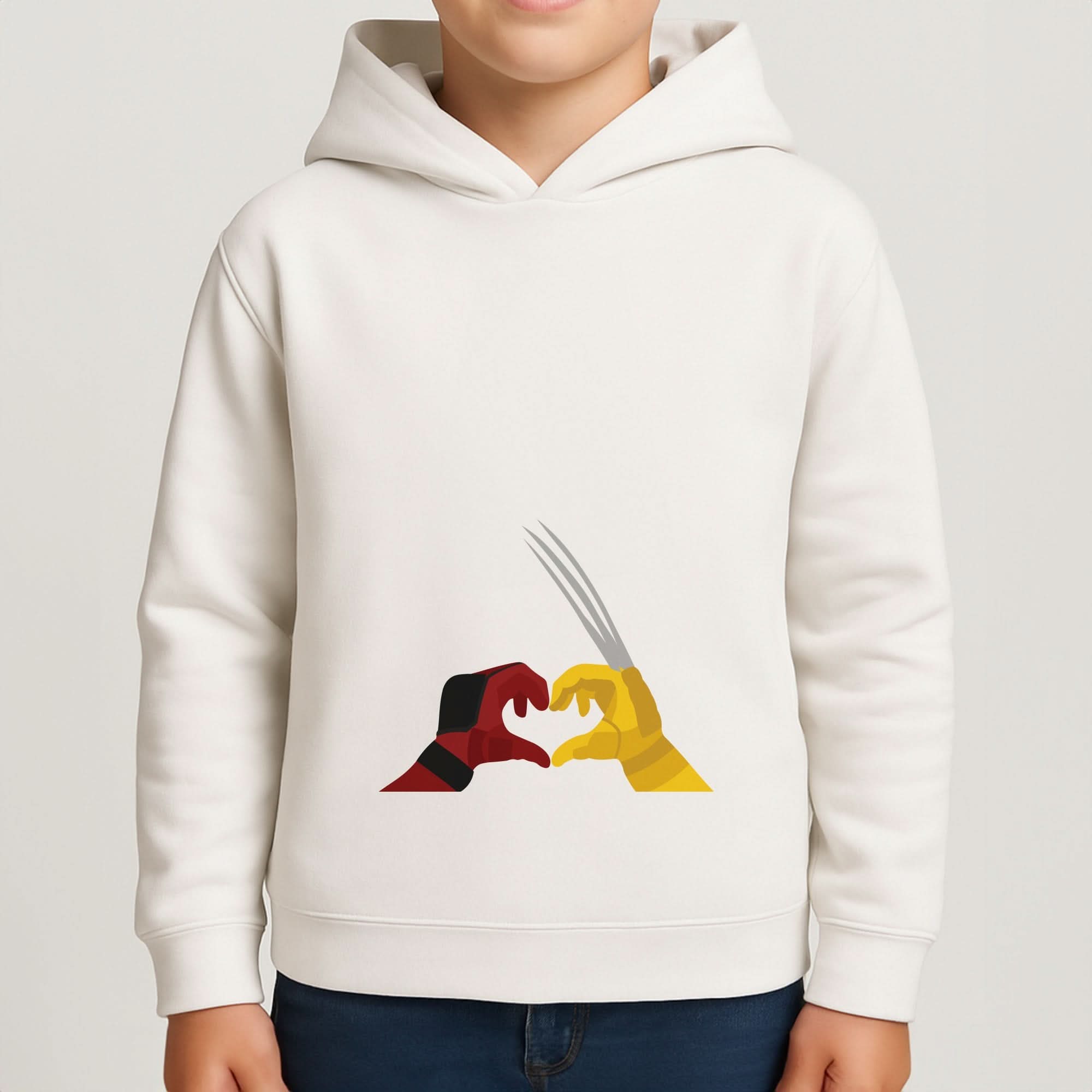 Red And Yellow Heroes Love Heart Boys Hoodie