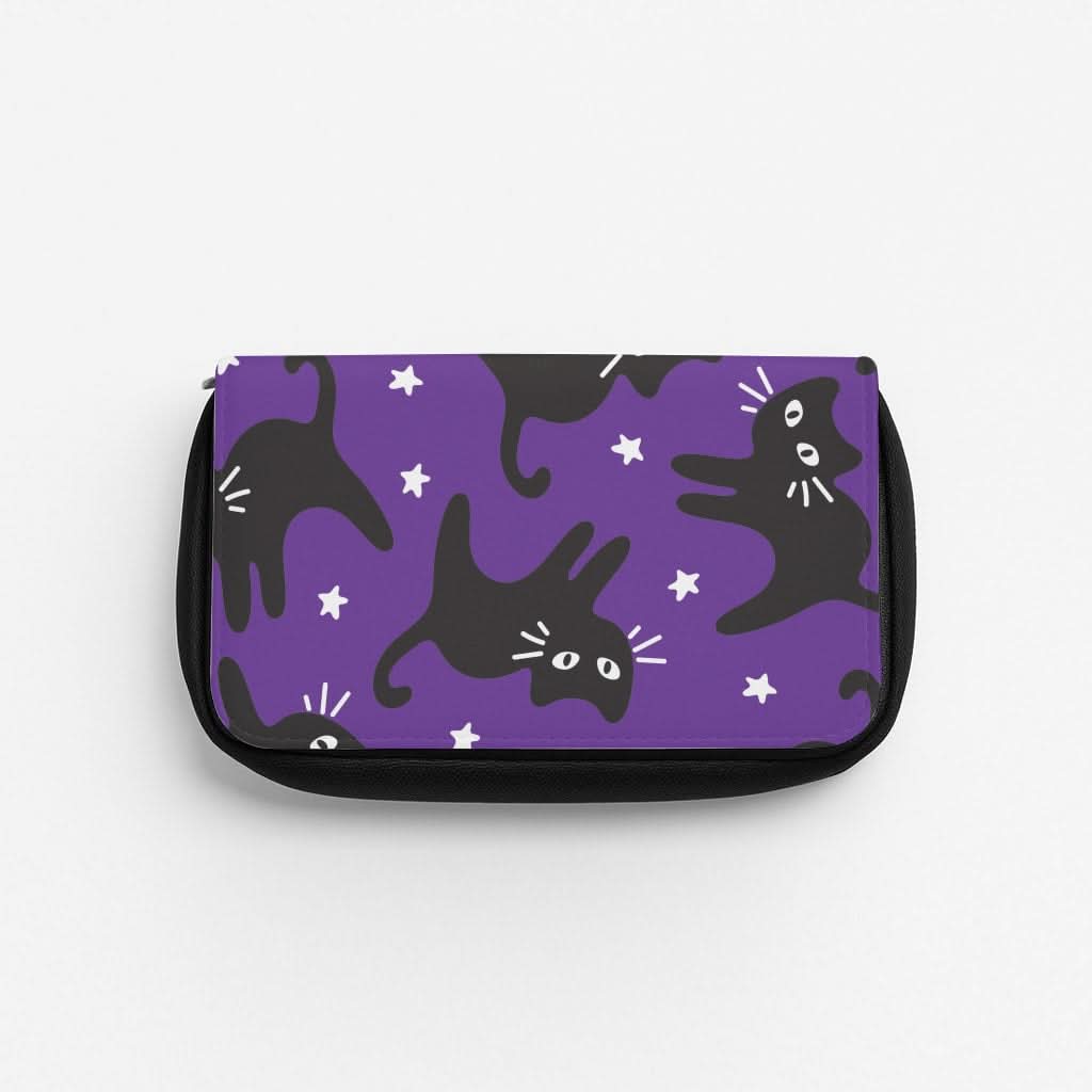 Cartoon Black Cats And Stars Pattern Pencil Case