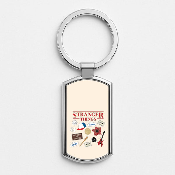 Stranger Things Cartoon Icons Silver Metal Keyring