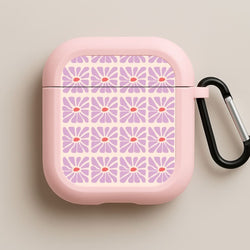 Square Abstract Flowers Mauve Pink AirPods Case