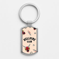 Hellfire Club Icons Collage Peach Silver Metal Keyring