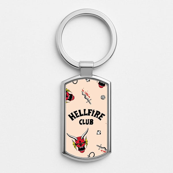 Hellfire Club Icons Collage Peach Silver Metal Keyring