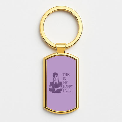 This Is My Happy Face Gold Keyring