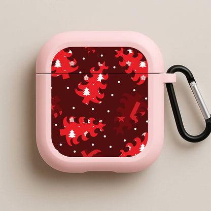 Wrapping Paper Christmas Tree Pattern Pink AirPods Case