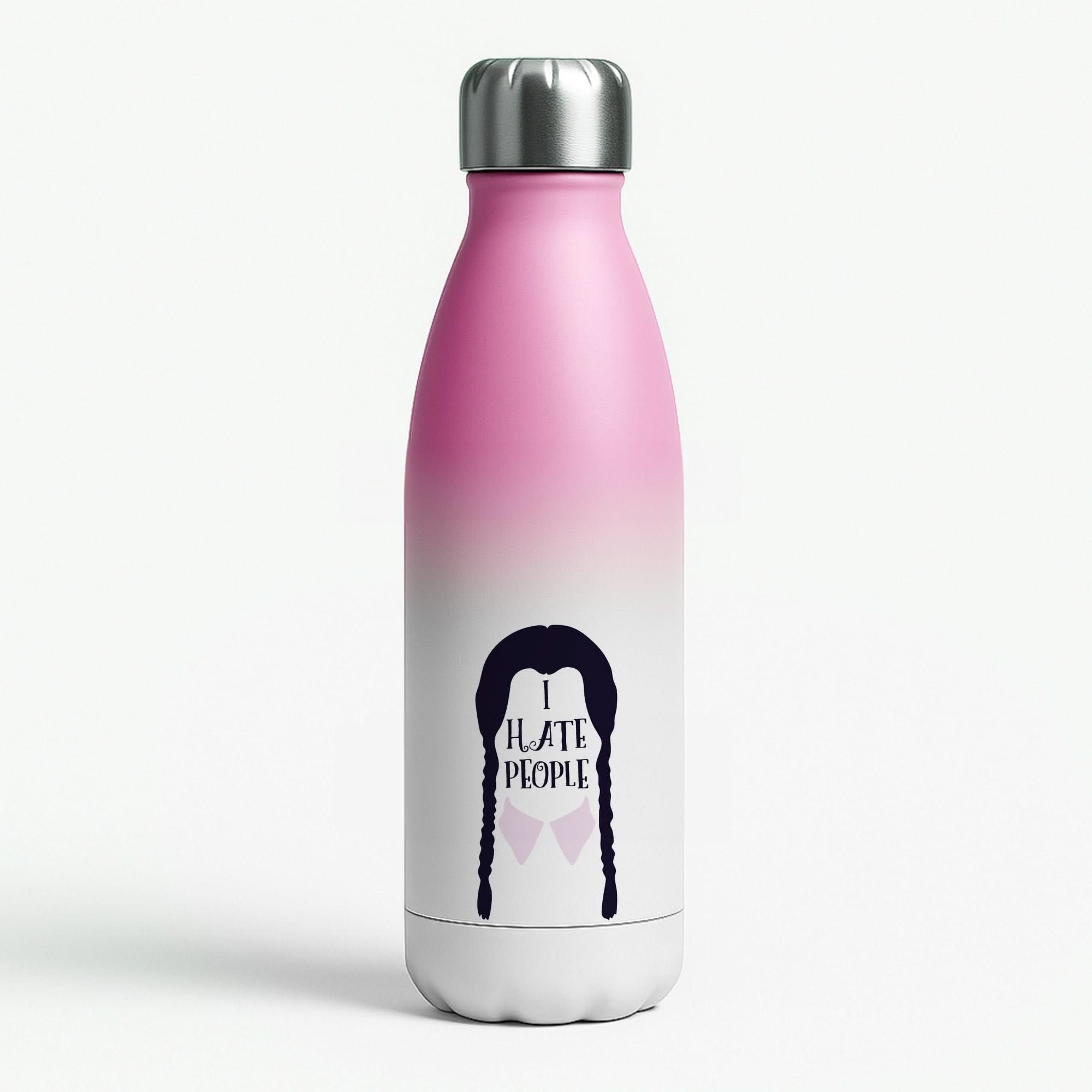 I Hate People Pink Water Bottle