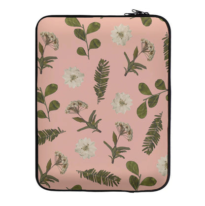 Leaves And Pressed Flowers Peach Pattern  Laptop Sleeve