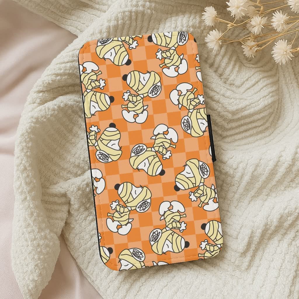 Mummy Cartoon Beagle Pattern Leather Phone Case
