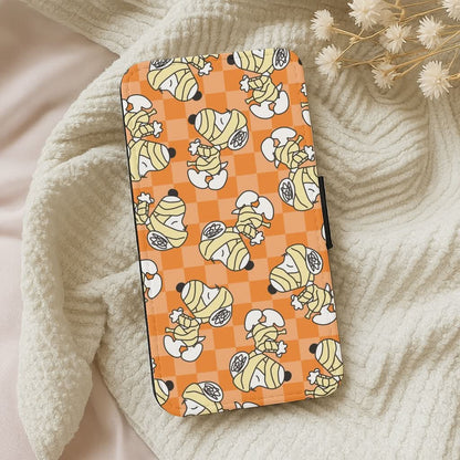 Mummy Cartoon Beagle Pattern Leather Phone Case