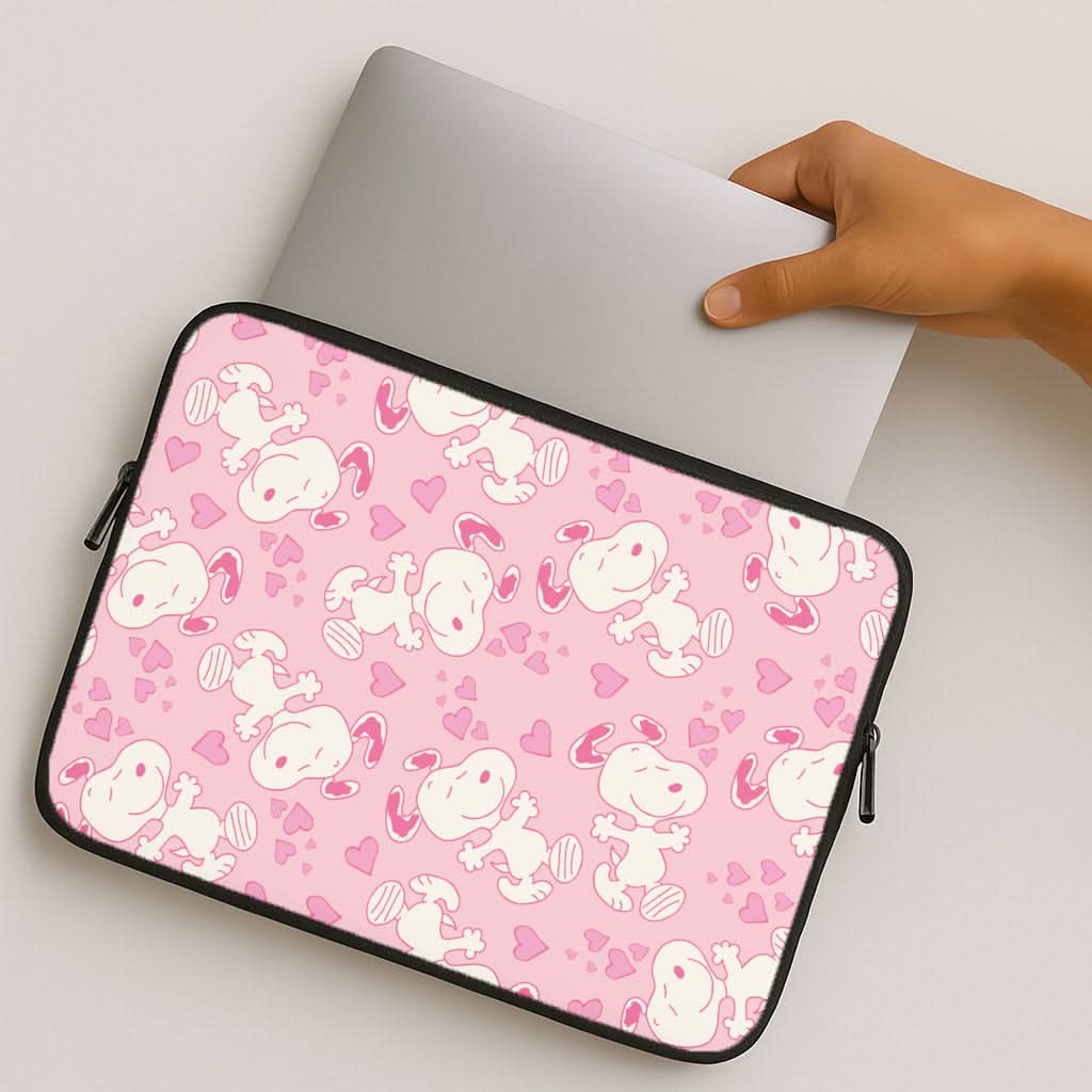 Cartoon Beagle Valentine Hearts Pattern MacBook Cover
