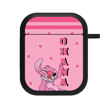 Pink Alien Ohana AirPods Case