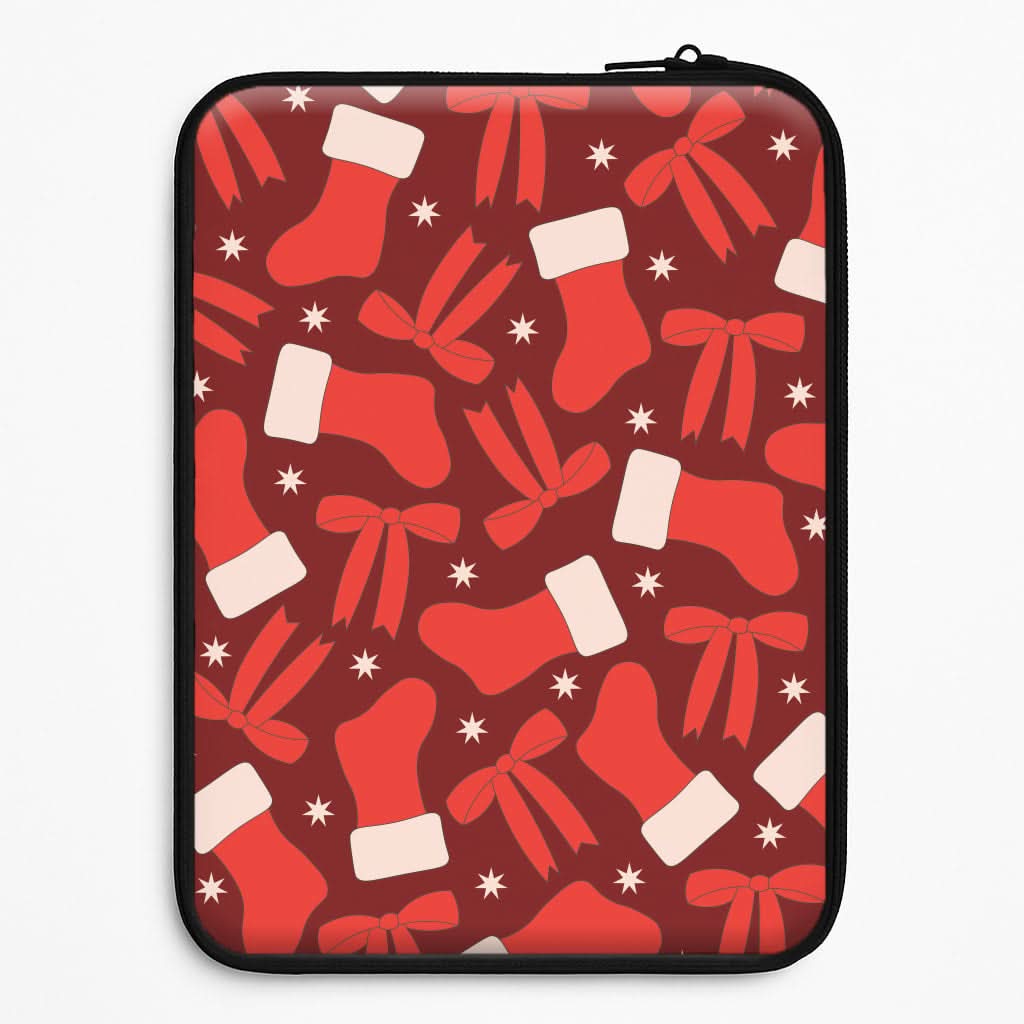 Stockings And Bows Pattern Laptop Sleeve