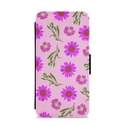 Pressed Pink Flowers Pattern  Flip / Wallet Phone Case