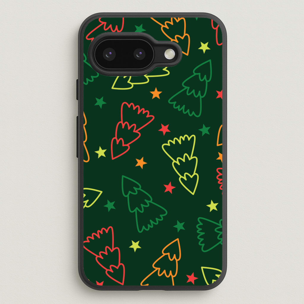 Colourful Christmas Tree Outlines Pattern Google Pixel 9a Case