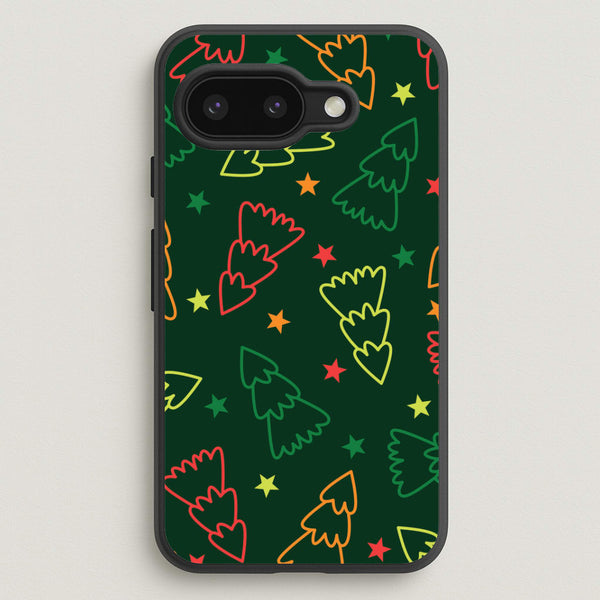 Colourful Christmas Tree Outlines Pattern Google Pixel 9a Case