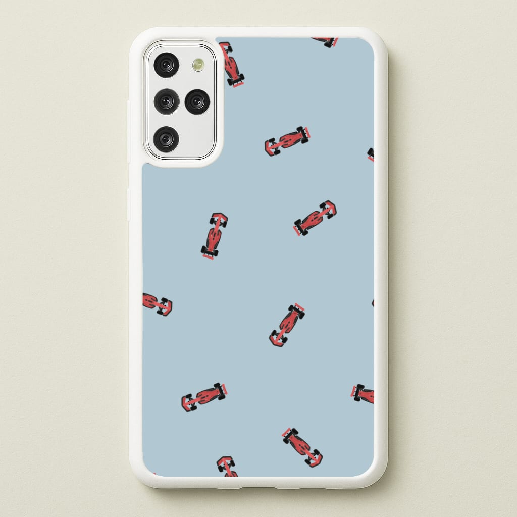 Race Cars Pattern Blue Galaxy S20 Plus Case