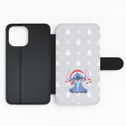 Cute Blue Alien Candycane Flip / Wallet Phone Case 2