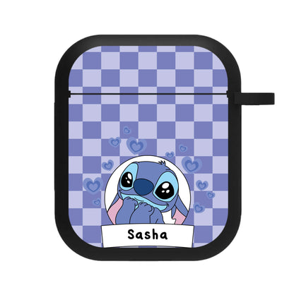 Personalised Cute Blue Alien AirPods Case