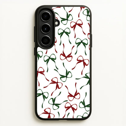 Red And Green Coquette Christmas Bows Pattern Galaxy A56 Case